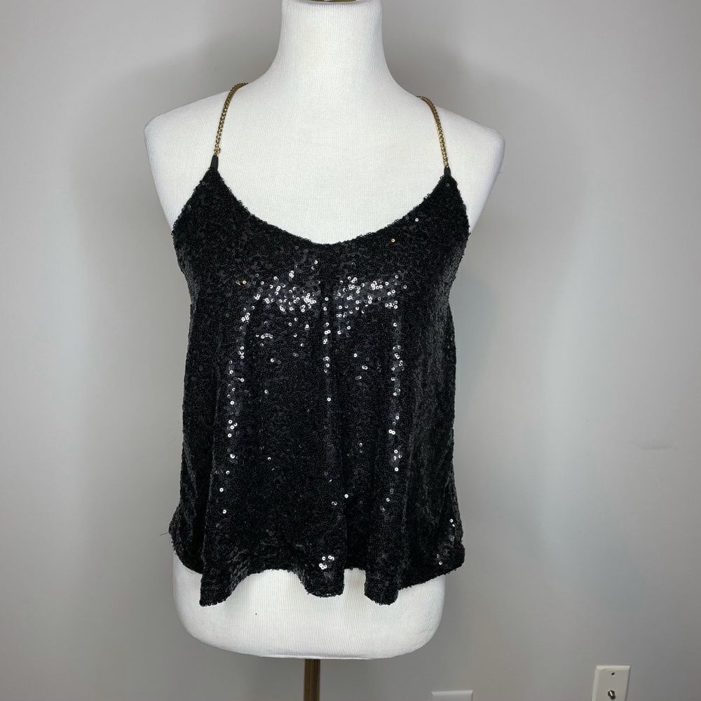 Casting LA- Black Sequenced Tank w/Chain Straps